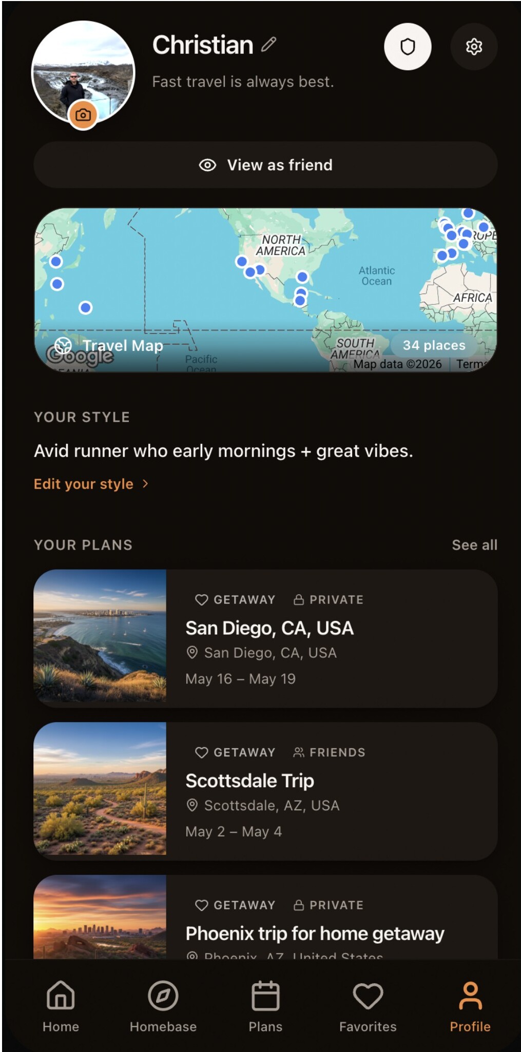 FIBI profile and sharing controls