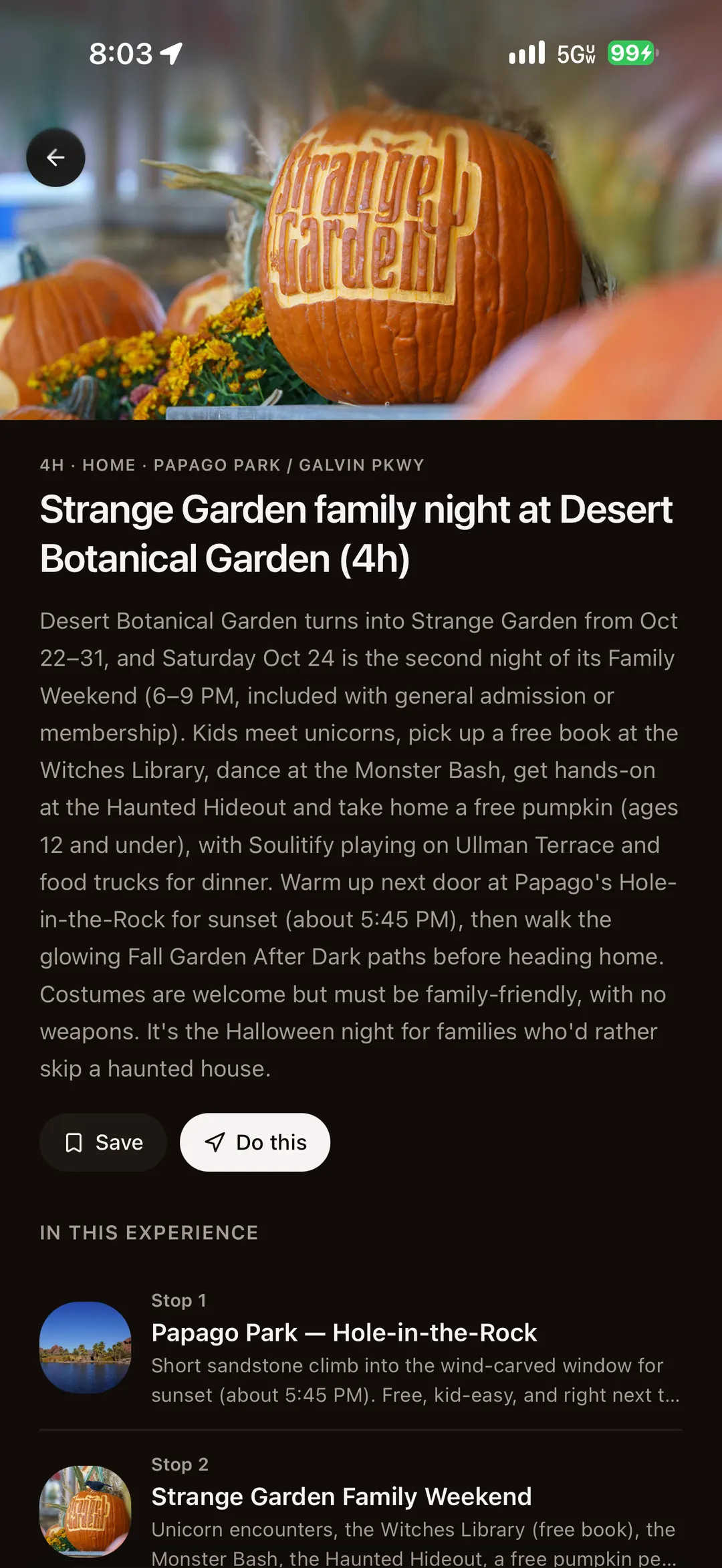 Event details at Desert Botanical Garden